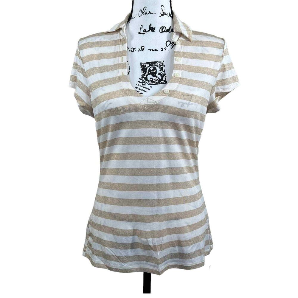 The Limited golden stripe short sleeve top deco buttons on front size L normcore